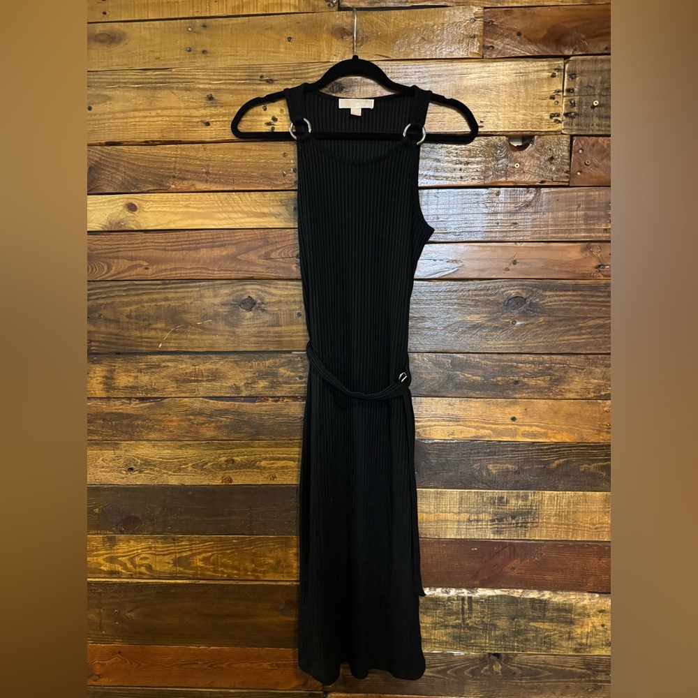 Michael Kors Ribbed Ring Strap Tank Dress Black Size Small